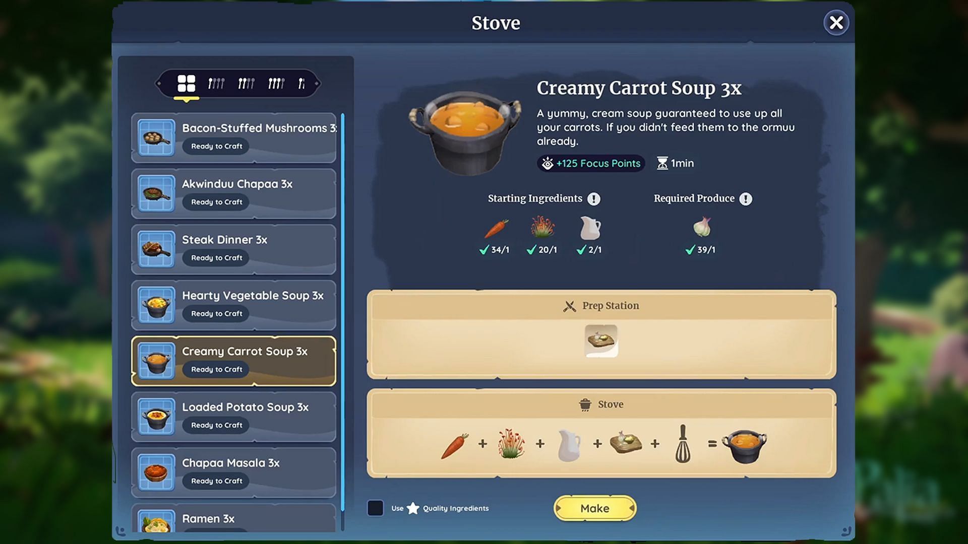 Once you’ve unlocked the recipe, it’s time to head into the kitchen and get cooking (Image via Singularity 6)